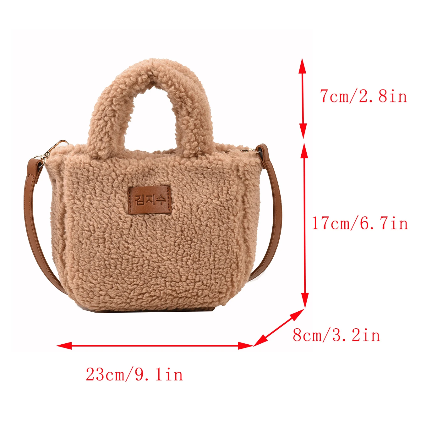 Koreański styl zimowa torba miękkie puszyste torebka damska torba Khaki pluszowa torba Crossbody wszechstronna Bolsas Feminina ciepłe wełna jagnięca