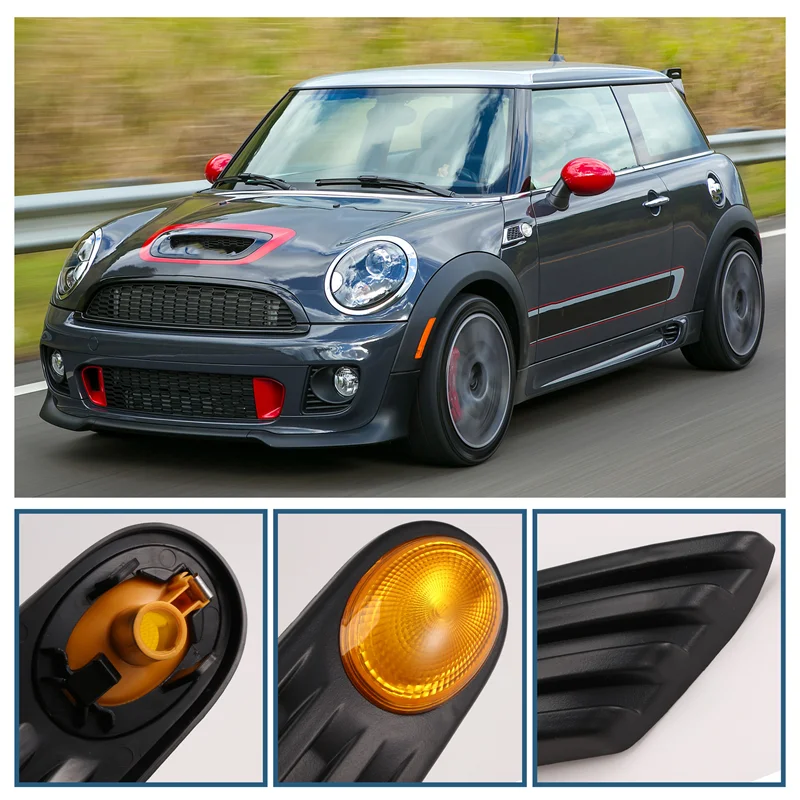 

L37A-Car Fender Indicator Light Cover 63132751503 63132751504 For Mini Cooper R56 R57 2007-2013 Side Marker Signal Panel