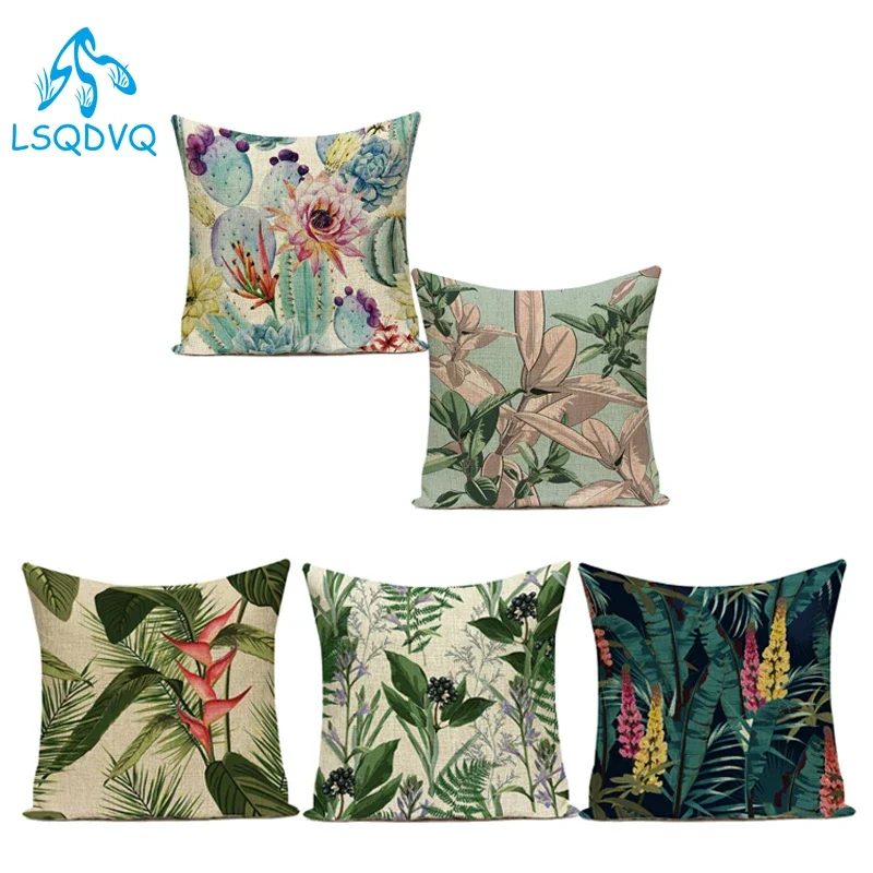Decorative Throw Pillows Case Colorful 3D Plant Flowers Polyester Sofa Home Living Room Decoration Pillow Cushion Cover