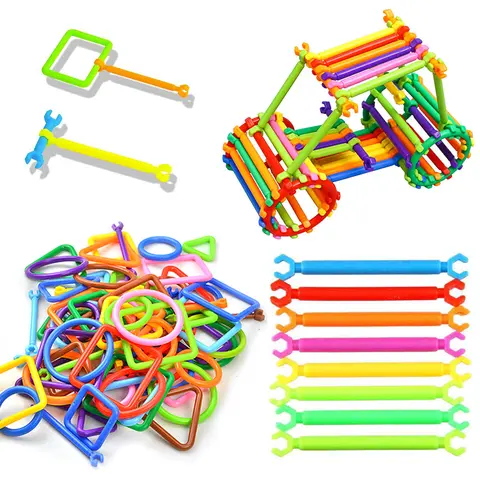 120/240PCS Mixed Color and Shapes DIY Smart Stick Assembled Building Blocks Designer Construction Set Creative Fun Game Gift ZYF