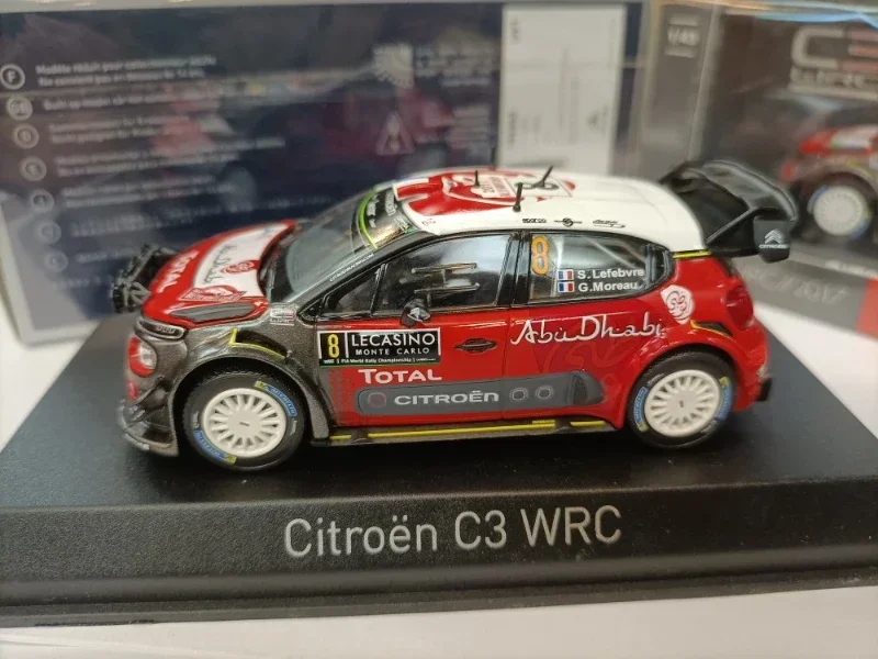 Modèle de voiture de course en alliage métallique moulé sous pression pour enfants, 1:43 cristaux en C3 WRC, haute simulation, collection de cadeaux jouets