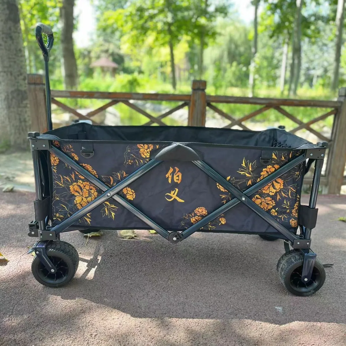 Pull Cart Outdoor Fishing Folding Cart Big Wheel Positive Brake Storage Car Camping Fishing Rod