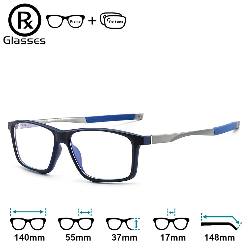 

RX Glasses TR90 Custom Prescription Glasses Photochromic Sports Square Eyeglasses Frame Grey Brown Lenses Myopia Men Women