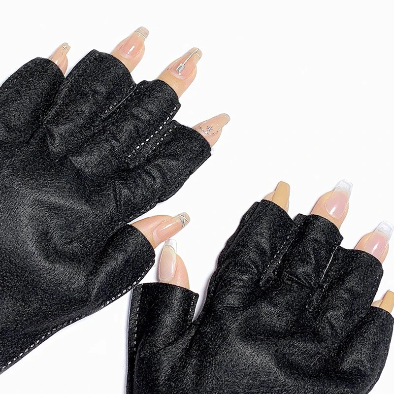 2pcs Polyester Anti Uv Rays Protect Gloves Nail Gloves Led Lamp Nail Uv Protection Glove for Prevent Hands from Turning Black