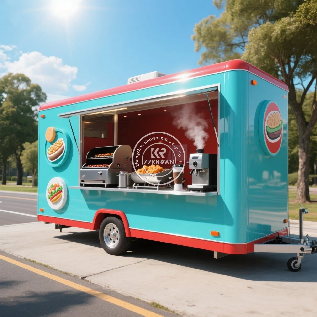 

Mobile Food Truck Trailer Commercial Catering Mobile Kitchen Food Trailers Fully Equipped USA Coffee Pizza Food Truck