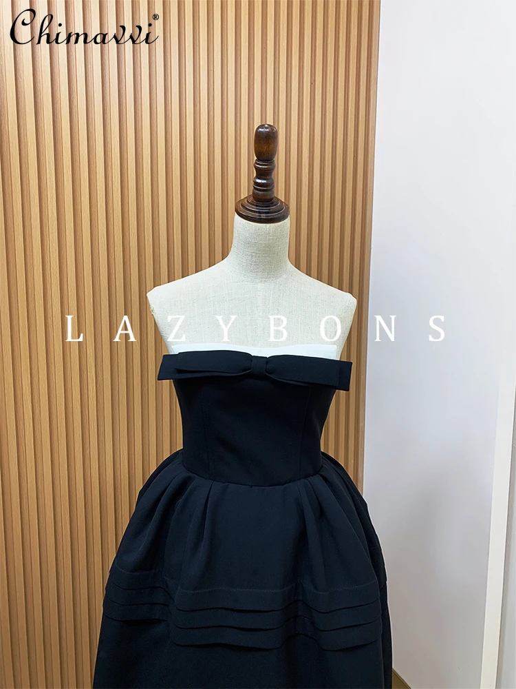 Vestido de aniversário primavera e verão nova moda high-end socialite arco princesa tutu vestido sexy menina fora do ombro tubo vestidos superiores