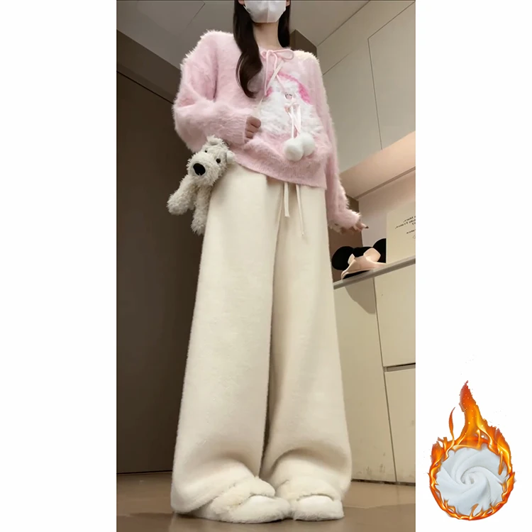 スリムストレートレッグパンツ プルファー加工 ドレープ感 快適 秋冬 レディース ハイウエスト ニットパンツ