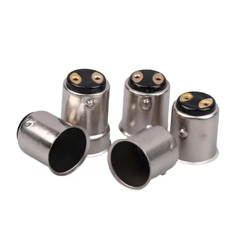 10 قطعة B15 النحاس والنيكل مطلي غطاء المصباح 1156 واحد الاتصال حربة مصباح تلقائي حامل BA15S BAY15D السيارات لمبة حامل غطاء