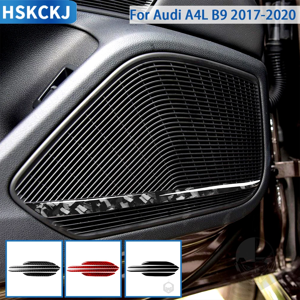 

For Audi A4 A4L B9 2017 2018 2019 2020 Cars Accessories Carbon Fiber Interior Door Horn Panel Cover Trim Sticker Decoration