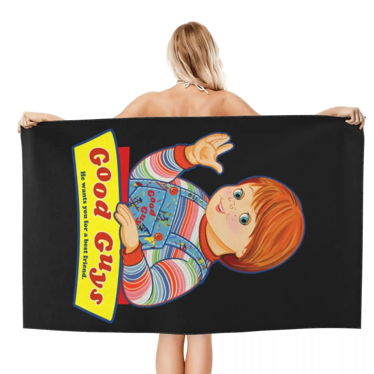 Custom Good Guys Chucky Art Beach Towel Quick Dry Child's Play Doll Soft Linen Microfiber Pool Sauna Towels