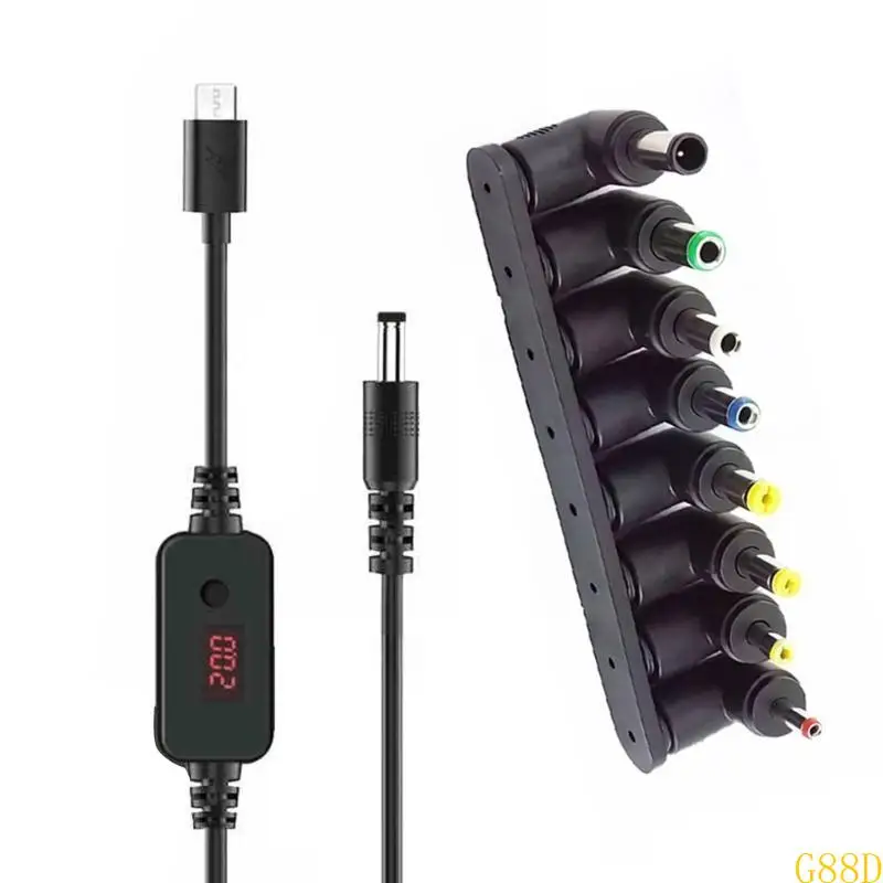 

G88D USB C TO DC5521 5.5x2,1 мм Адаптер Кабель 3,3 фута 8 наконечников для широкой совместимости PD5V-20V Дополнительные