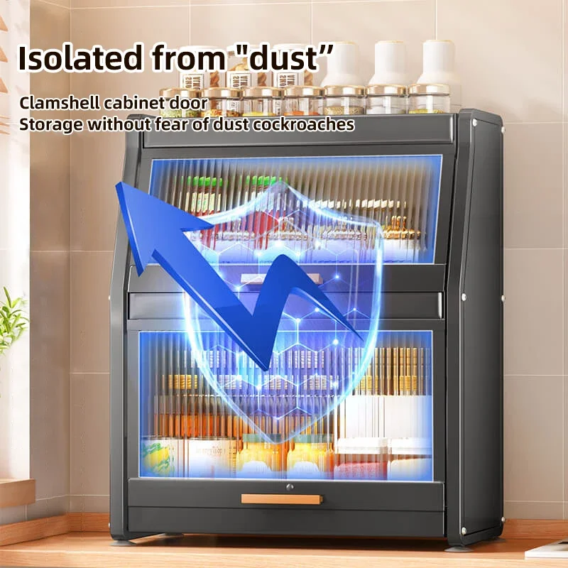 with Door Multifunction Anti-rust Holder Shelf Spices Utensils Container Set Rack Kitchen Magnetic 2-layer Seasoning Storage Box