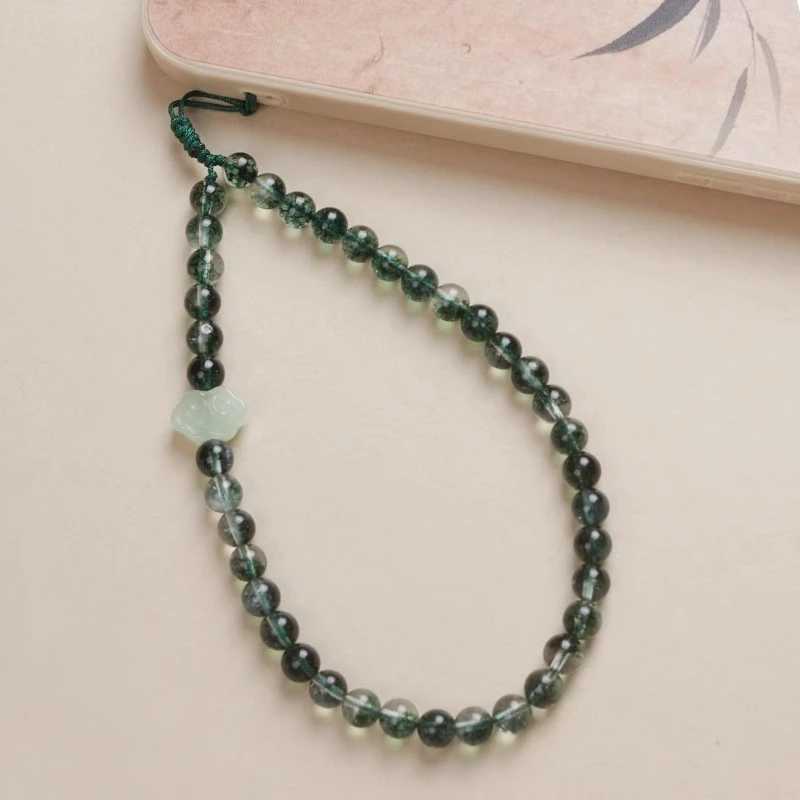 

New Style Green Flower Crystal Mobile Phone Chain Phone Hanger Decorative Loss Prevention Wrist Strap Lanyard for Phone