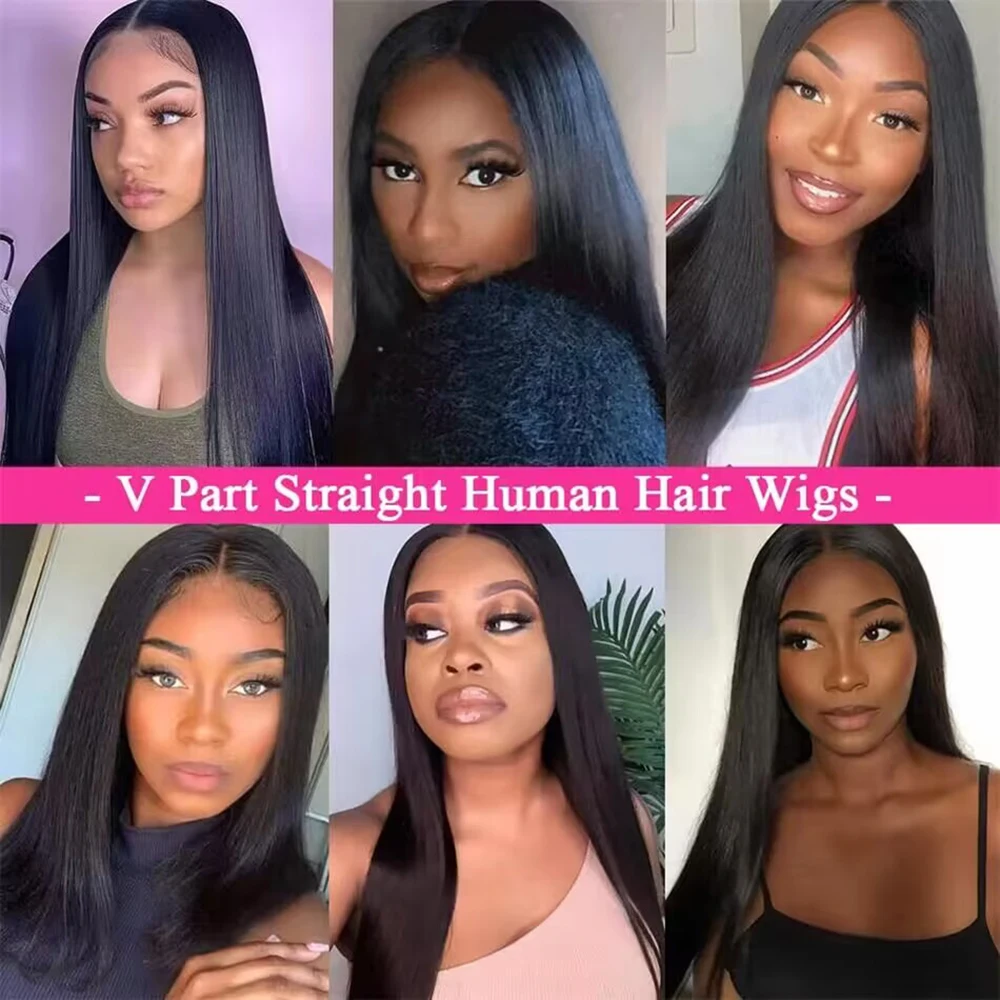 V Part Wig Human Hair Bone Straight Human Hair Wig No Leave Out Brazilian V Part Human Hair Straight Wigs for Women