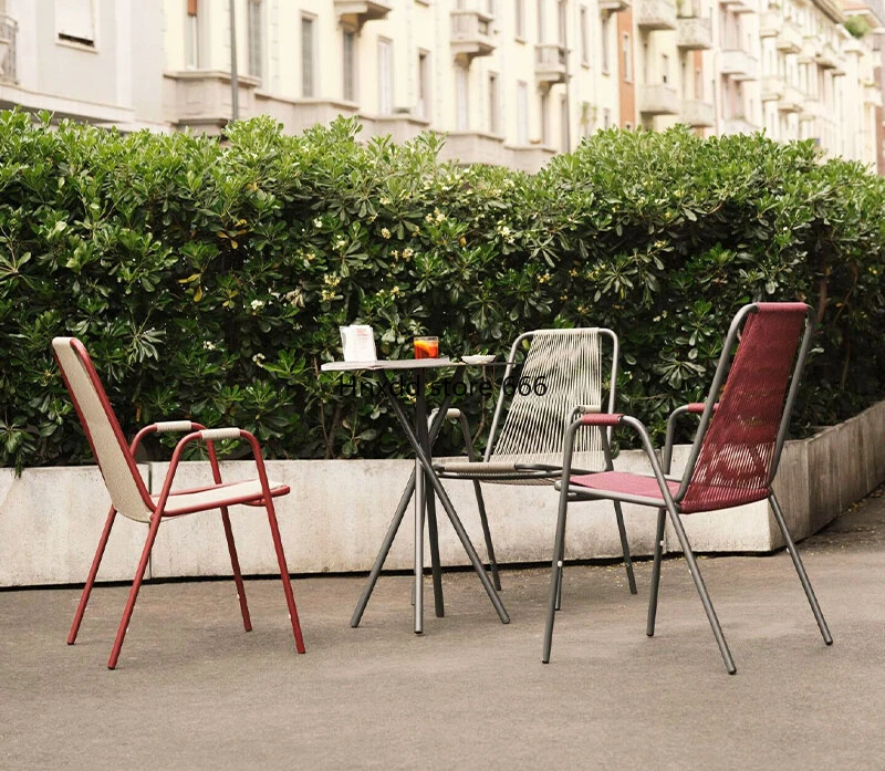 Rattan dining table and chairs balcony coffee shop combination outdoor courtyard garden villa outdoor furniture