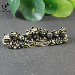 Solid Brass 9 Pigs Family Figurine Home Decoration Accessories Cute Animal Miniature Statue Lucky Desktop Ornaments Bring Wealth