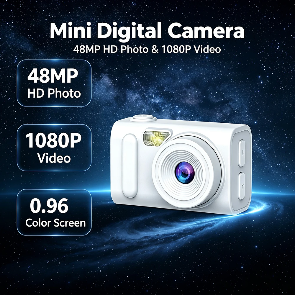 Compact Mini Digital Camera Portable Vlog Camera Color Screen Small Camera For Kids Students Travel Photo Video Shooting
