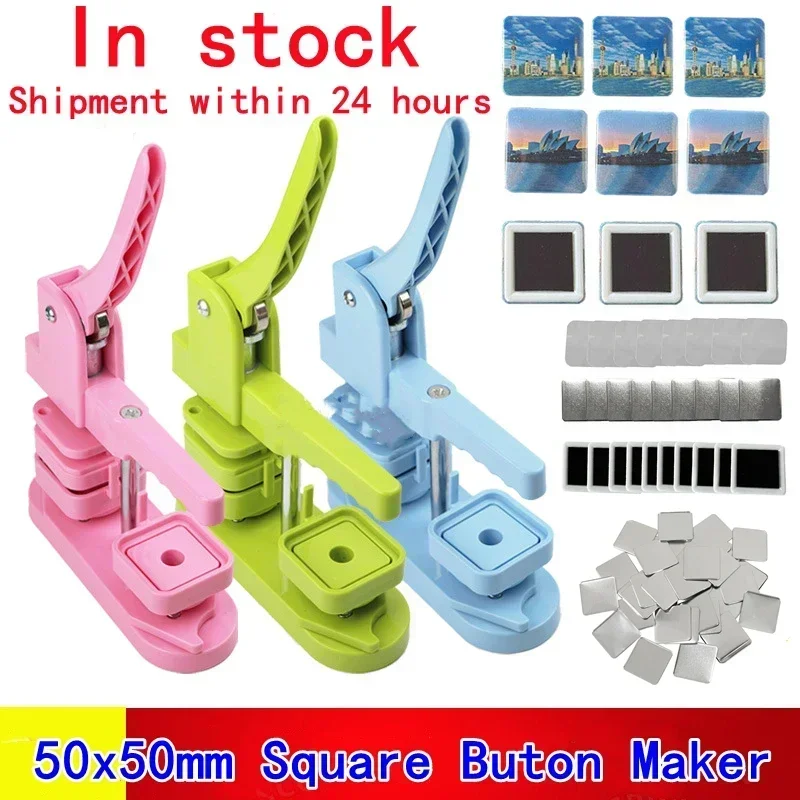 

50x50mm Square Refrigerator Badge Press Machine Rotating Manual Making Fridge Magnet Badge Pins for Business Gifts Home Office