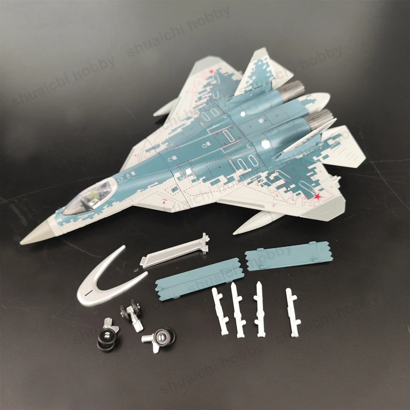1PCS 1/72 Scale Russian Su-57 Fighter Jet Plastic Model Finished Aircraft Static Ornament with Display Rack for DIY Collection