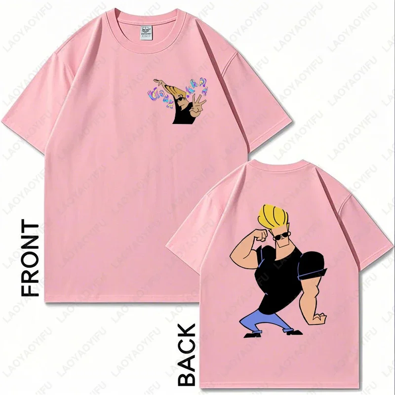 Johnny Bravo Fan Art Cotton Tshirt 90's cartoon Anime Graphic Streetwear Fashion New Style Clothing Men Women Cool Hipster Tees