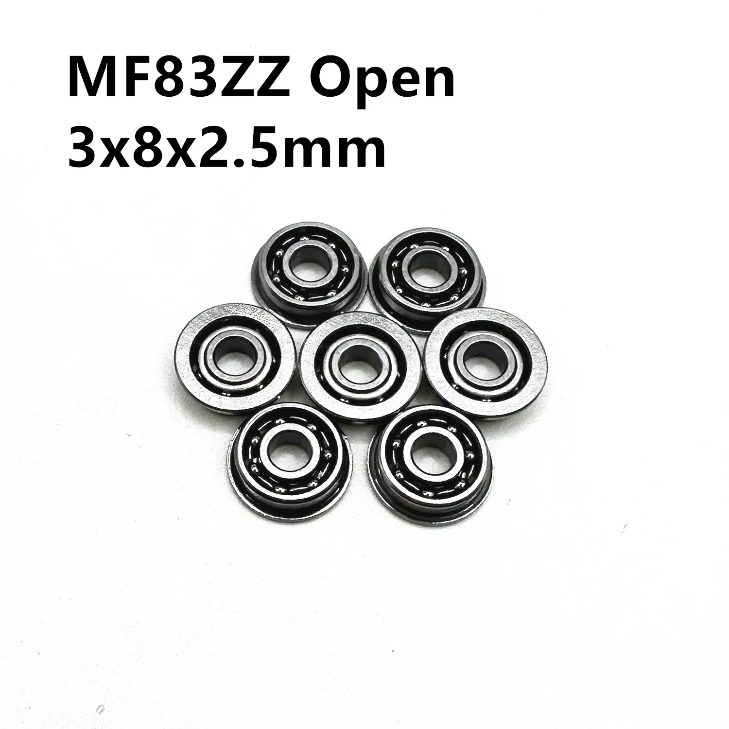 MF83ZZ Open 3x8x2.5 mm Flange Bearing Deep Groove Ball Bearings With 7pcs Balls