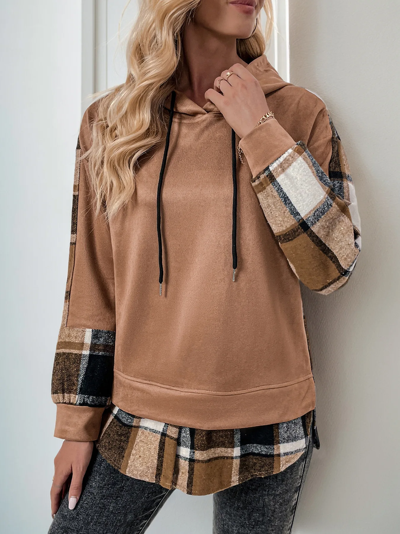 Hoodies Women Sweatshirts Full Sleeve Y2k Streetwear Two Fakes Elegant Splice Regular Loose Causal Work Autumn Winter 2025