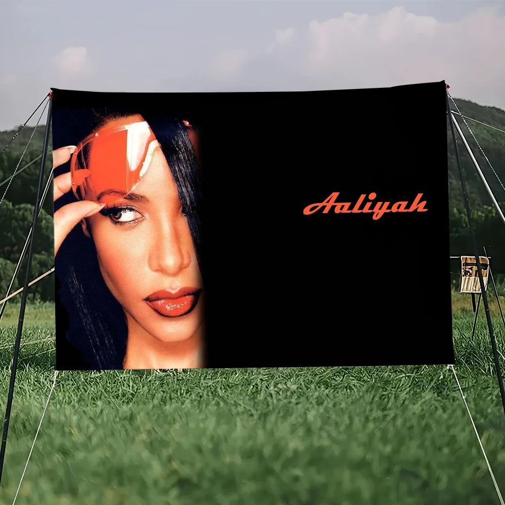 flag Art Sci Fi Room Pop Home A-Aaliyah Decor Wall Mount Home Decor Singer Banner