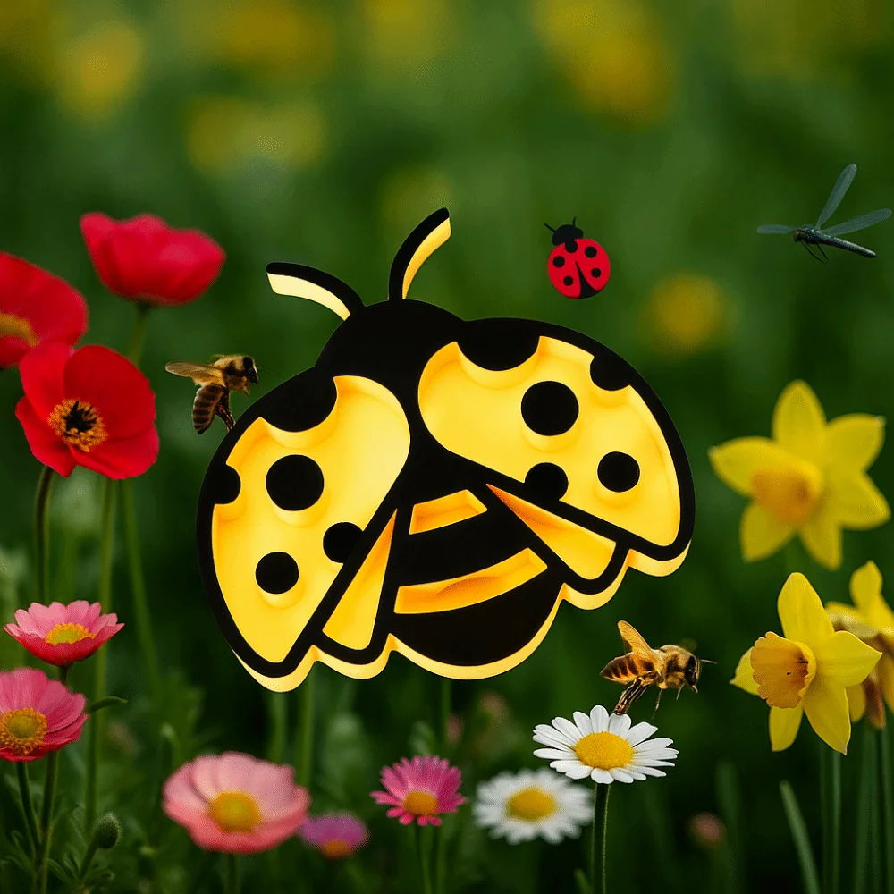 Creative Plastic Insect Waterer Decorative Bee/Beetle Shape Insect Water Station with Stick Insect Drinking Cup Outdoor