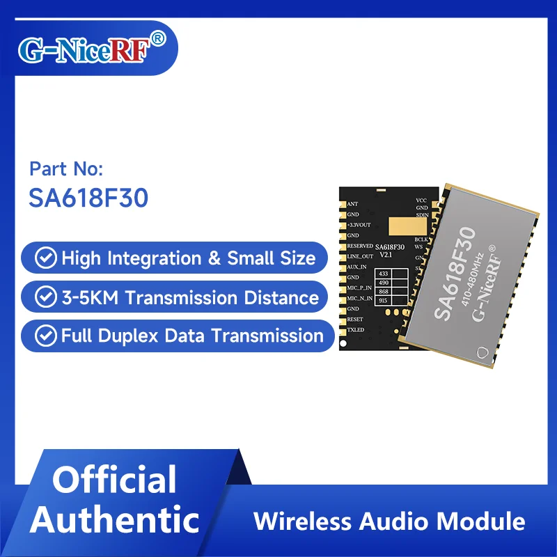 

4PCS SA618F30-U 1W Full Duplex Wireless Audio& SMS 410~480MHz Walkie Talkie Modules from NiceRF Mesh Network 3KM Distance