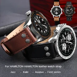 Genuine Leather Watch Strap for Hamilton Sports H70655733 H70595593 Aviation Field Jazz Khaki Series Watch Band 20 22mm Men