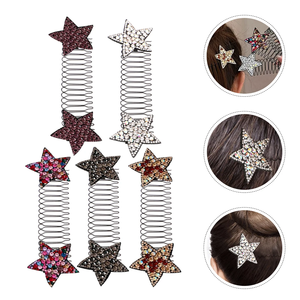 

5pcs Invisible Clips Bangs Fixer Holder Star Hair Barrettes No Mark Secure Hold Comfortable Daily Wear Decorative Hair Comb For