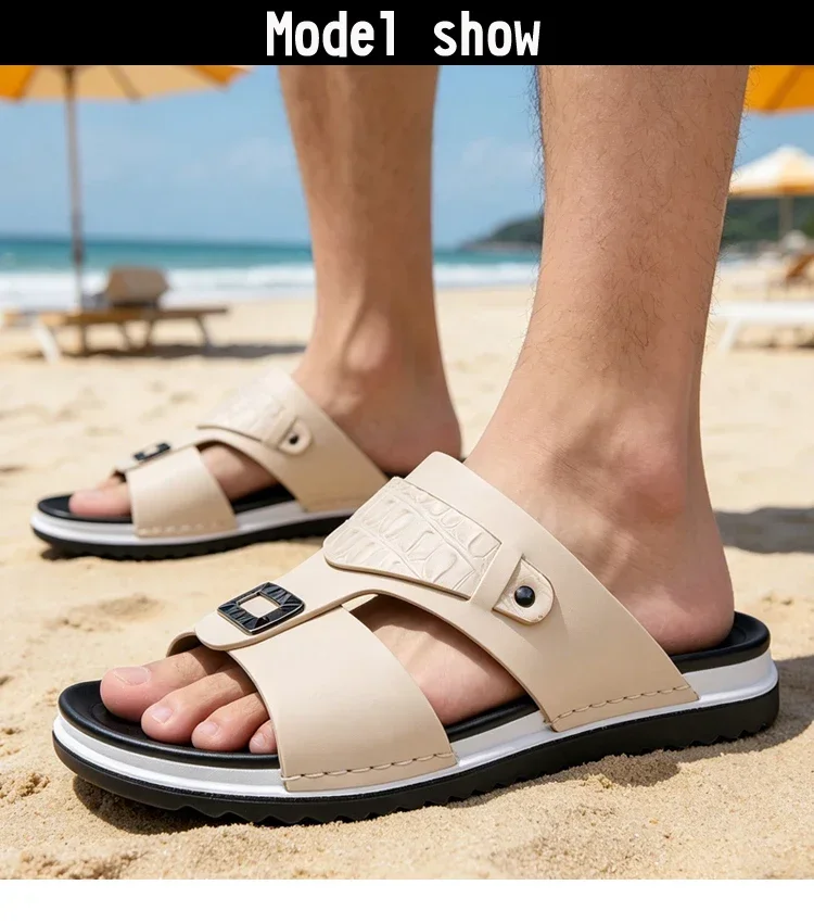 Herren-Sommer-Slipper, bequem, atmungsaktiv, modisch, schlicht, für den Außenbereich, verschleißfest, weiche Unterseite, lässige Sandalen-DH5306 – Detail 3