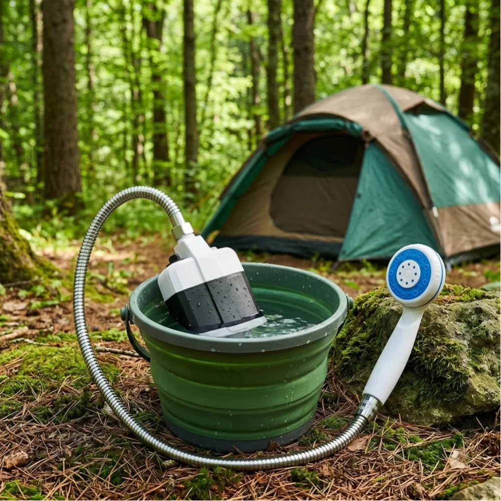 Portable Rechargeable Outdoor Shower Compact Handheld Gentle Stream USB Camping Shower for Bathing Pet Washing Watering Flowers