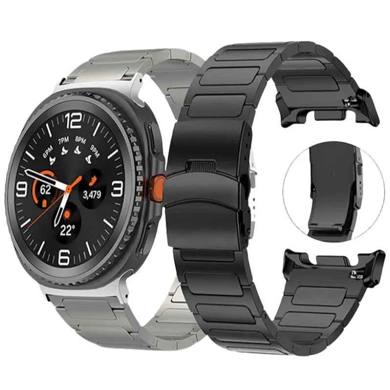 Suitable for Samsung Watch8/8 Classic Metal Watch Straps I-shaped Double Safety Buckle Titanium Strap Factory in Stock