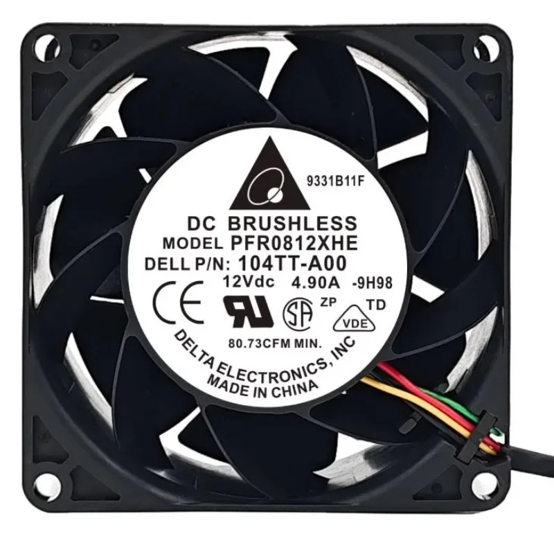 

New Cooler Fan For Delta PFR0812XHE 8038 8CM 12V 4.9A Violent High-speed Fan 80x80x38mm