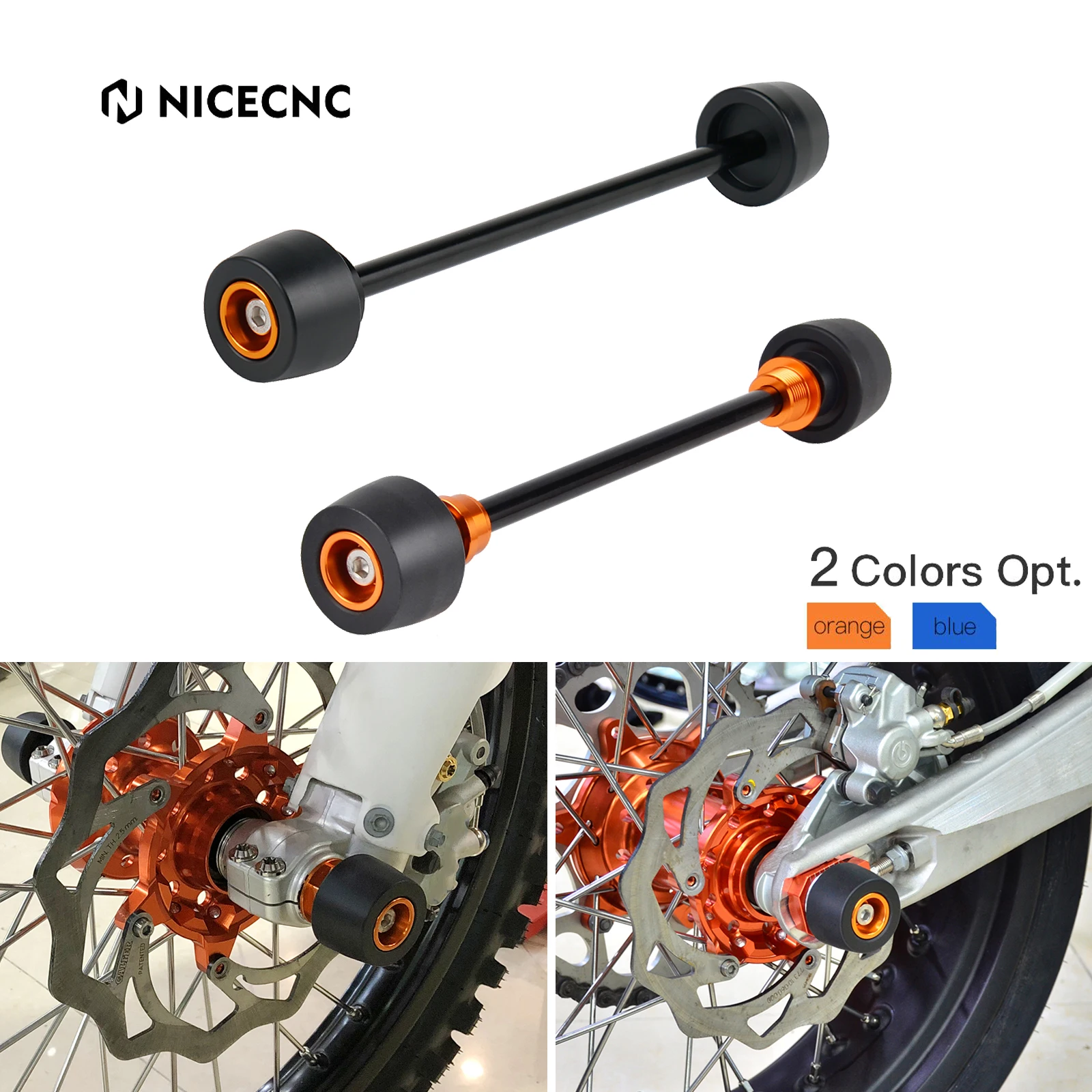 Nicecnc para ktm exc 300 excf 350 exc 450 xcw 300 xcfw 450 tpi seis dias 2017-2023 20/22mm almofada deslizante do eixo da roda traseira dianteira