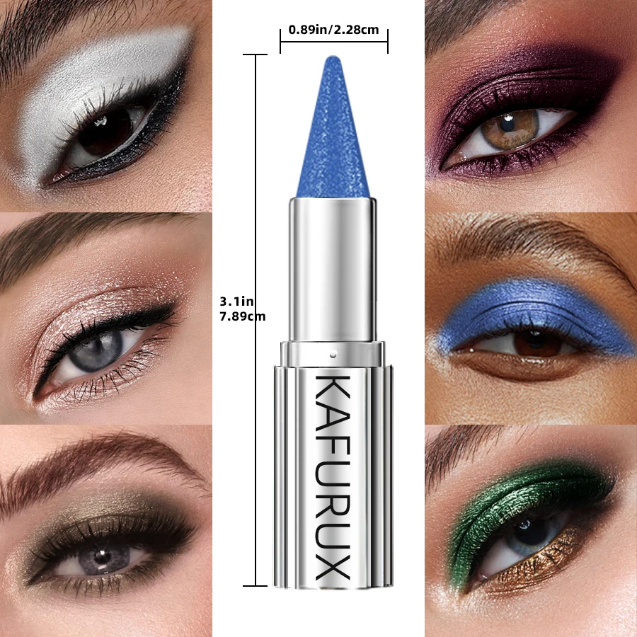 Lápiz de sombra de ojos metálico, blanco, negro, morado, 12 colores, brillo, 1 lápiz delineador, resaltador, sombra de ojos en crema azul de larga duración