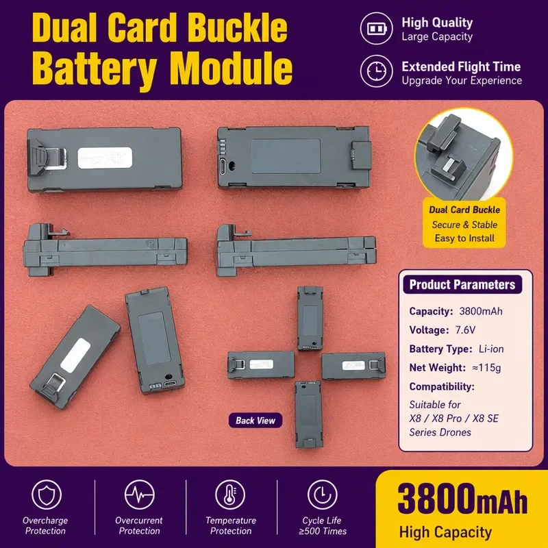 for Double Buckle 3.7V Large Capacity Long Battery Life with Protection Module Drone Aerial Photography Universal Battery