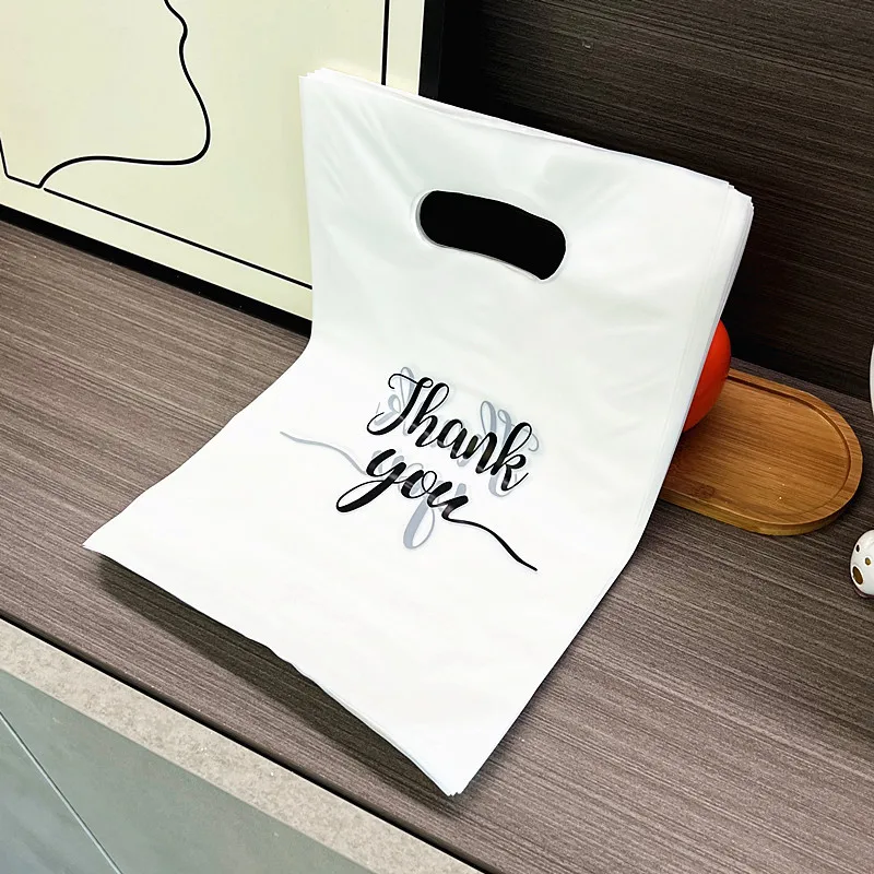 100pcs Thank You Packaging Bags for Small Business Plastic Gift Bag with Handle Christmas Birthday Wedding Party Gift Bag