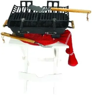 Marsh Allen 30052 Cast Iron Hibachi 10 By 18-Inch Charcoal Grill 3 Position Adjustable Cooking Grids 157 Sq Inch Cooking Surface