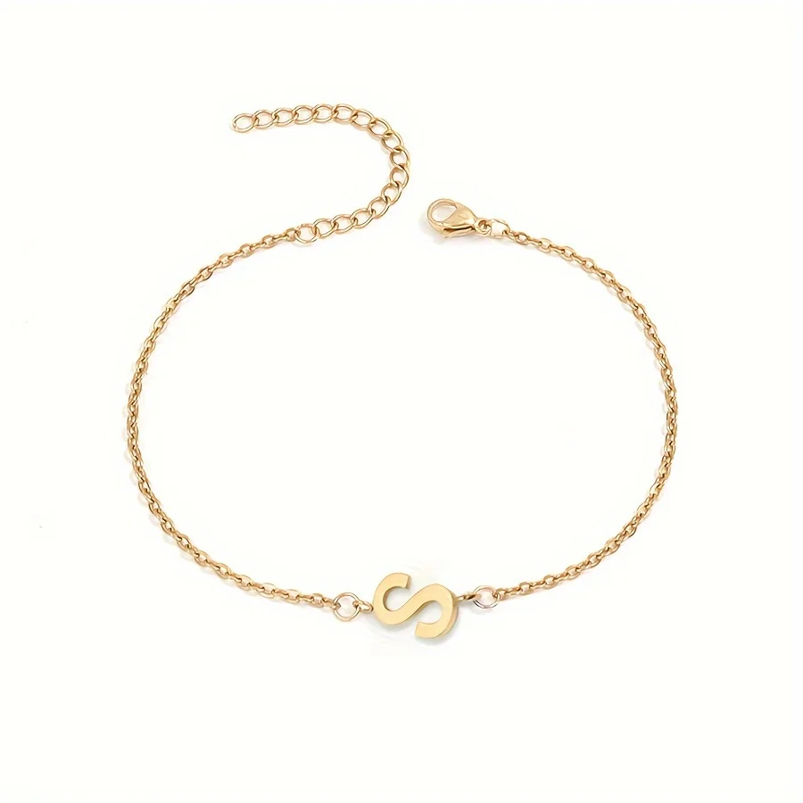 1 Stück Buchstabenform Perlen dünnes Kettenarmband, einfache minimalistische Handkette Unisex Schmuck Dekoration