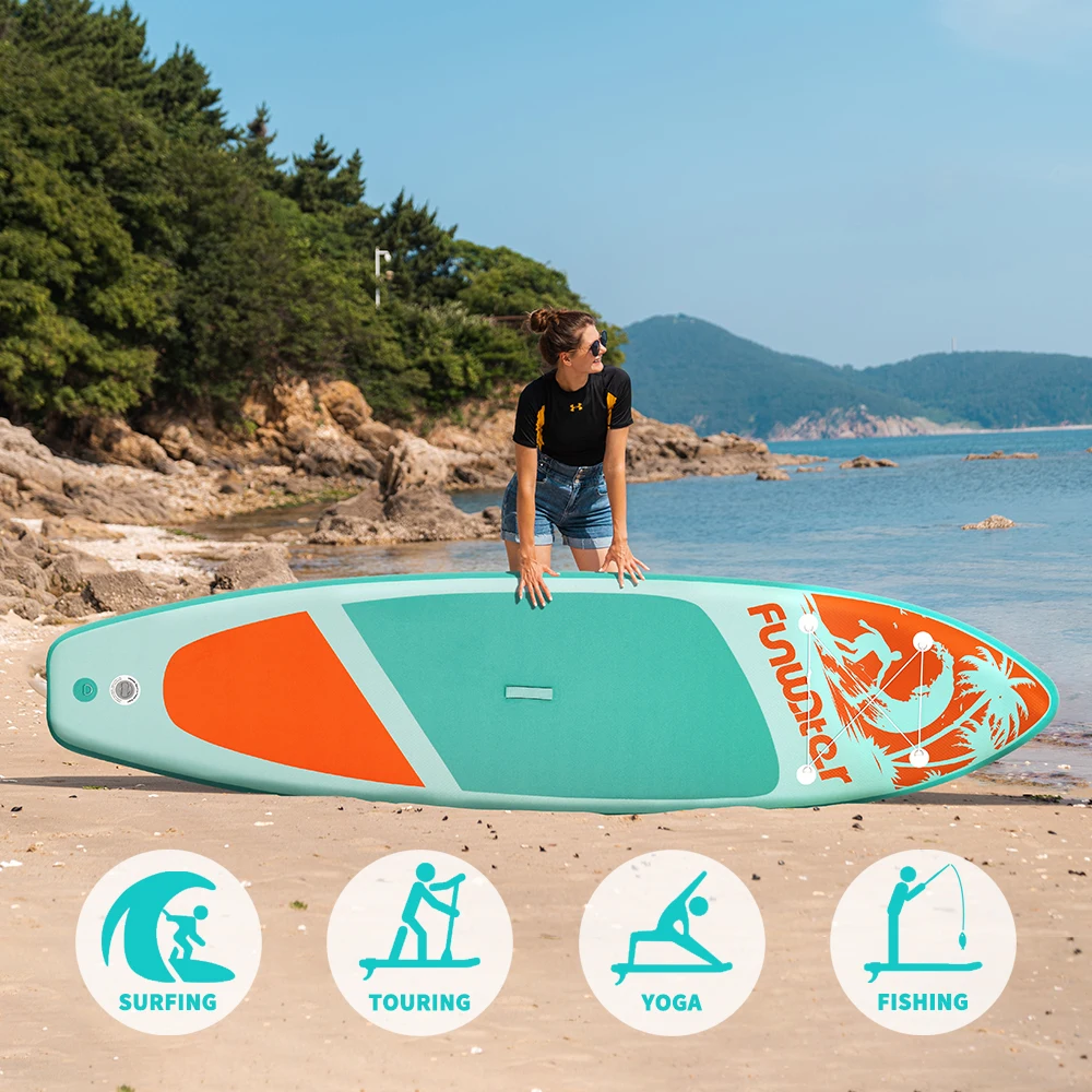 FunWater papan selancar tiup papan Sup gudang AS 350CM papan dayung berdiri papan dayung Sup tiup dengan Aksesori