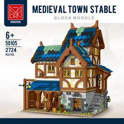 Medieval Series Town Stable Model Building Blocks City Horse House Bricks DIY Educational Toys Gifts for Children Friends2724PCS