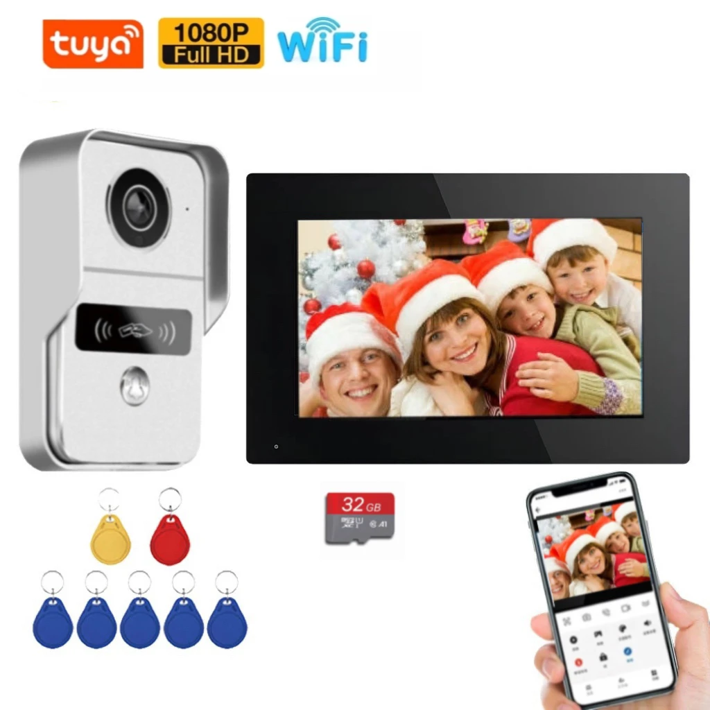 

WiFi TUYA Smart APP 7 Inch 10 Inch 1080P Home Intercom Kit Wireless Video Door Phone Wired Doorbell for Villa Flat RFID Access