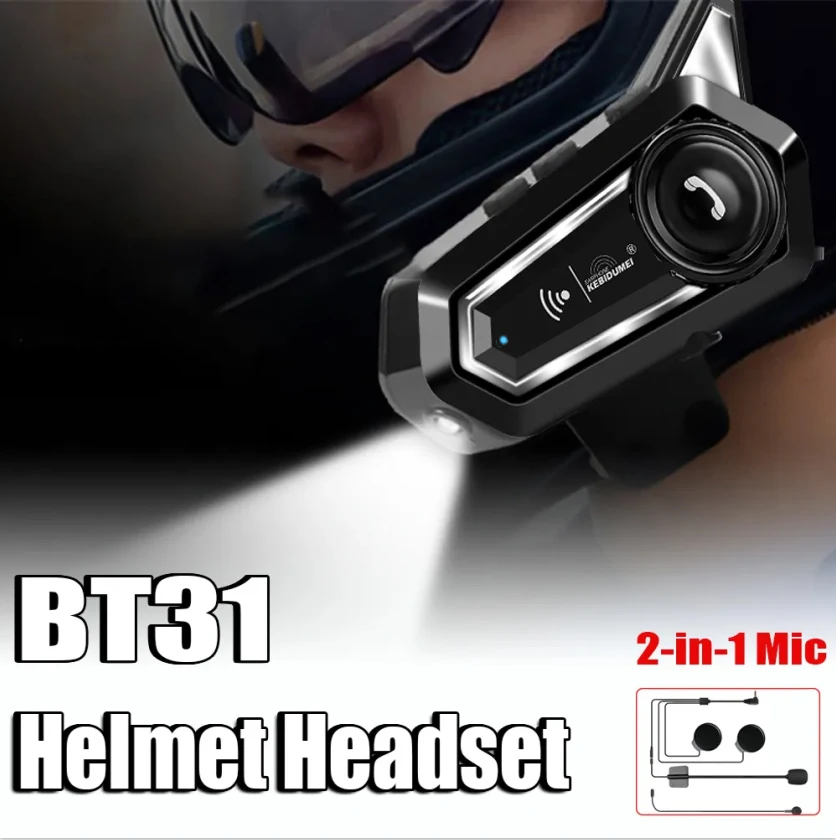 BT31 Motorcycle Helmet Headset Bluetooth Interphone Waterproof Wireless Earphone With Mic Automatic Handsfree Call Answering