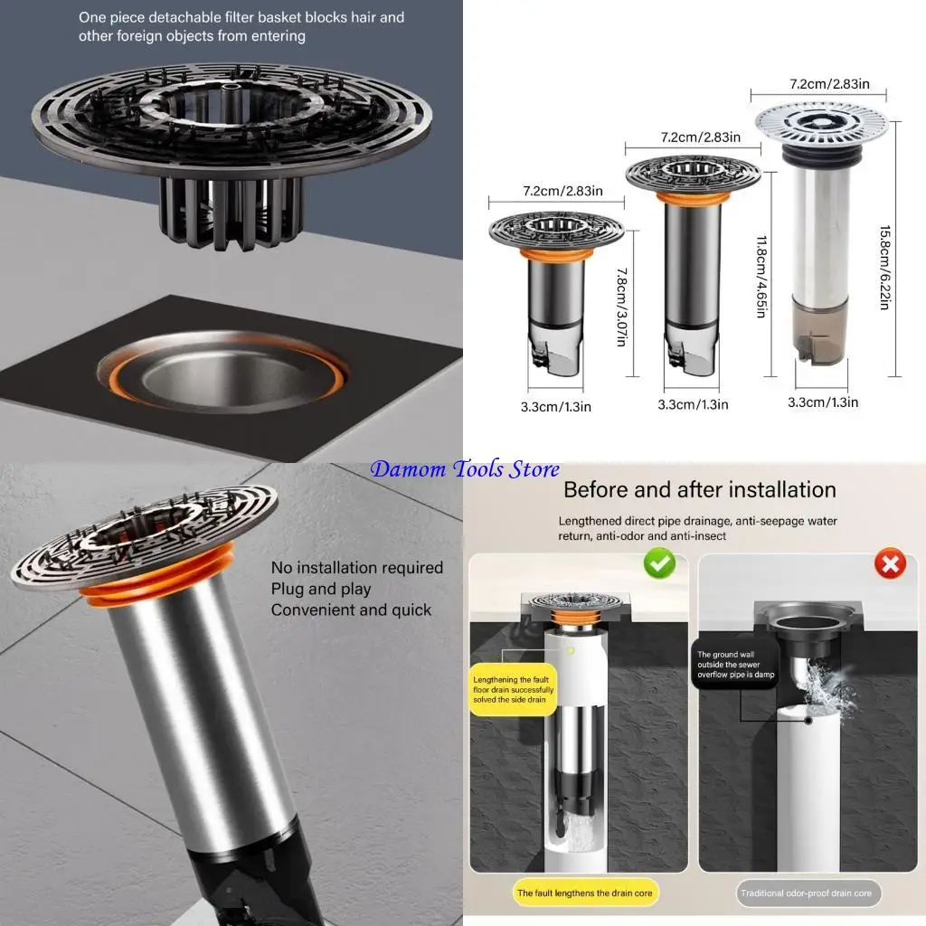 57BE Practical Sturdy Stainless Steel Materials Drain Strainer Prevents Clogging and Odors in Bathrooms and Kitchens