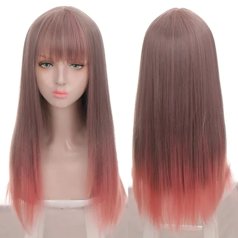 Sky02 HOUYAN شعر مستعار اصطناعي طويل مستقيم أشقر أبيض يسلط الضوء على شعر مستعار لوليتا التأثيري شعر مستعار أسود مقاوم للحرارة 88Ji