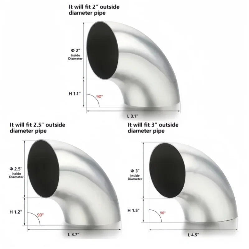 PinXin 90 Degree Bend Elbow Pipe 201 Stainless Steel tube curve pipe OD 60mm 63mm 76mm