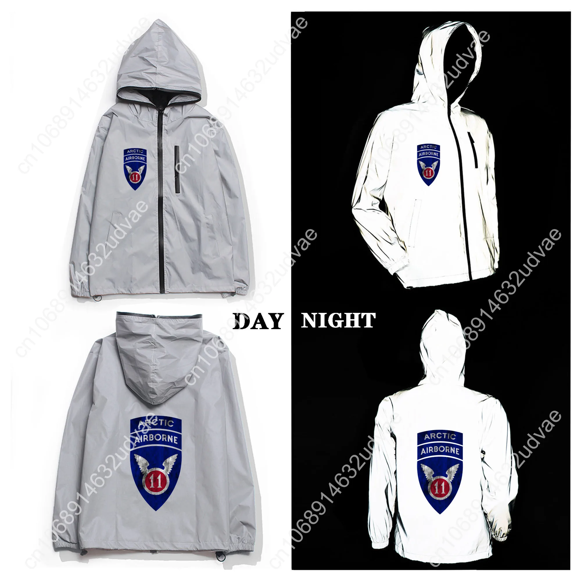 Parche de la 11.a División Aerotransportada, chaqueta reflectante de árticos, abrigo para hombre y mujer, chaquetas cortavientos con capucha, Sudadera con capucha personalizada
