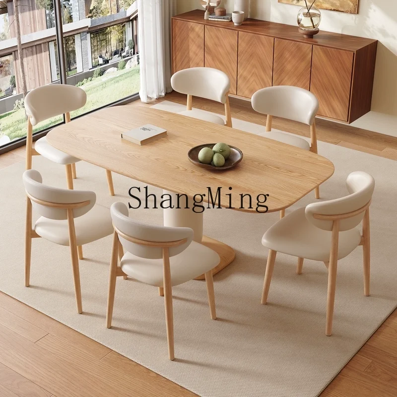 طاولة طعام وكراسي على الطراز الكريمي من DHY، طاولة طعام صغيرة من الخشب الصلب مستطيلة #6
